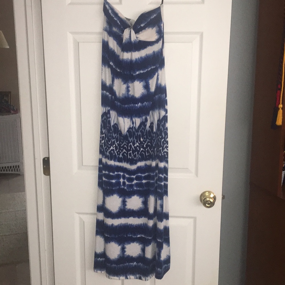 Strapless patterned maxi dress